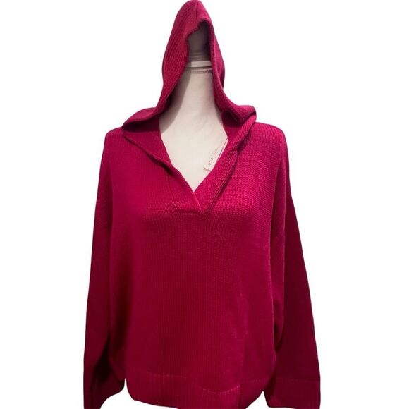 NWT Revolve One Grey Day women's cable knit sweater with hood oversized sz med - Picture 1 of 6